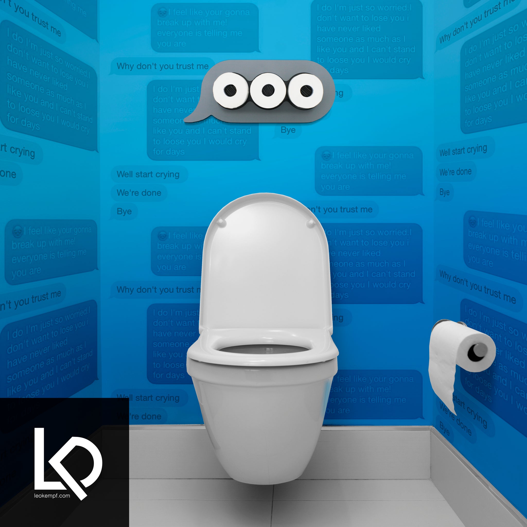 Texting Dots Toilet Paper Storage Art